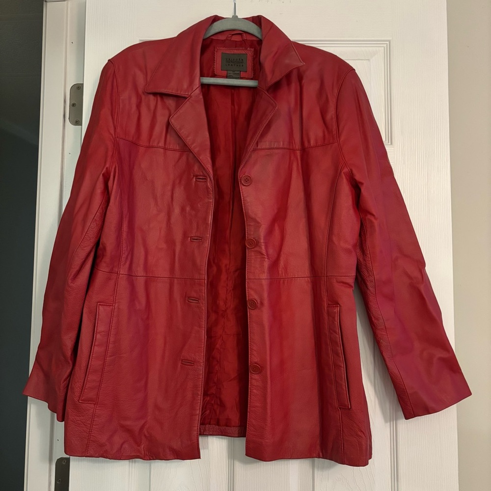 JohnPaulRichard Vibrant Red Leather Coat